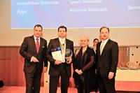 v.l.n.r.: Martin Buhl-Wagner (Geschäftsführer und Sprecher der Geschäftsführung der Leipziger Messe), Jörg Schrod (Geschäftsführer der DeutscheSenior GmbH), Katharina Klischewsky (Herausgeberin der Fachzeitung Telematik-Markt.de), Sven Morlok (Sächsischer Staatsminister für Wirtschaft, Arbeit und Verkehr und stellvertretender Ministerpräsident