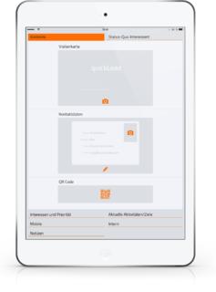 quickLead macht die Erfassung von Kontaktdaten leicht dank praktischer automatischer OCR-Texterkennung, QR-Code-Scanner und komfortabler Korrekturfunktion.