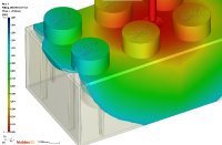 Simulierter Füllverlauf eines Bauteils mit Moldex3D