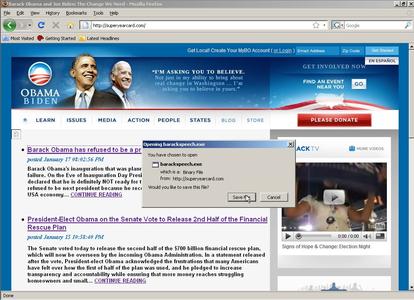 Gefälschte Webseiten über Obama's Rücktritt