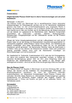 Pressemitteilung_Offgrid-Spezialist Phaesun GmbH baut in Liberia Solarstromanlagen auf und .pdf