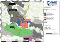Abbildung 1: Standort des Konzessionsgebiets Touleary und Infrastruktur. ANMERKUNG: Die nördliche Zufahrtsroute befindet sich noch im Bau