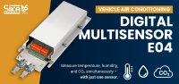 Digitaler Multisensor E04 von SIKA misst Temperatur, Luftfeuchte und Kohlendioxid (CO₂) – im Einsatz in modernen Schienenfahrzeugprojekten, unter anderem in Zusammenarbeit mit Siemens Mobility.