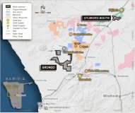 Abbildung 1: Karte der Projekte Erongo und Otjikoto South gegenüber den wichtigsten in der Region tätigen Goldexplorationsunternehmen