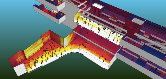 Die Aufheizungsintensität bei Sonneneinstrahlung hinter großen verglasten Flächen beeinflusst die Auslegung der Kühltechnik. (© HTCO GmbH)