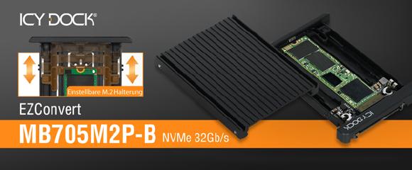 ICY DOCK EZConvert MB705M2P-B M.2 PCIe NVMe SSD zu 2,5" U.2 PCIe SSD Konverter Adapter
