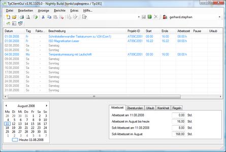 Screenshot von TimePunch
