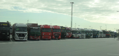 Truck parkings in the Bremerhaven terminal