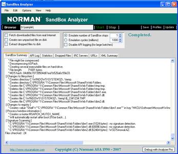Norman SandBox Analyzer: Darstellung der Analyse-Ergebnisse in der Benutzeransicht