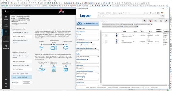 Über Konfiguratoren wie den Lenze Easy Product Finder gelangen Anwender des Portals in wenigen Schritten zu einem geeigneten Gerät der i550 Serie / Quelle Eplan GmbH & Co. KG