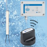 The new AFRISO radio remote alarm unit WGL 01 W monitors maximum levels in waters, flood risk areas, control shafts, open gutters or sewage tanks. The radio signal has a range of up to 650 m. Photograph: AFRISO