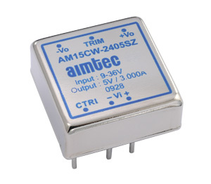 Neue 15 Watt DC/DC-Wandler bieten hohe Leistungsdichte von 2,3W/cm³