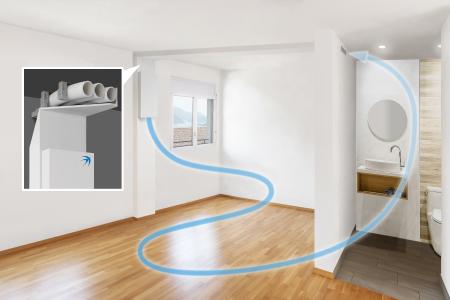 Der variable Schnellbaurahmen erleichtert den Einbau der Wohnraumlüftung freeAir im Bestand. Eine detaillierte Anleitung ist unter bluMartin.de/Schnellbaurahmen verfügbar, Bildquelle: bluMartin GmbH