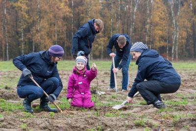 Etwa 130 Pflanzfreunde beteiligten sich an der WEMAG-Baumpflanzaktion / Foto: WEMAG/Stephan Rudolph-Kramer