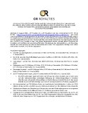 [PDF] Pressemitteilung: OR Royalties verzeichnet einen Anstieg von 62 % im Vergleich zum Vorjahr bei Umsatz und Cashflow aus der betrieblichen Tätigkeit im 2. Quartal 2026 sowie fortgesetzte Aktienrückkäufe im Rahmen des normalen Rückkaufprogramms