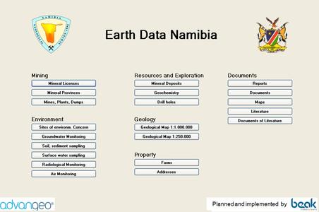 Earth Data Namibia Start Screen