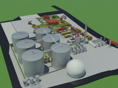 3D-Ansicht der MBA West Sussex. Die Anlagen zur mechanischen Vorbehandlung