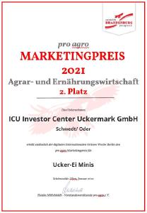 Pro Agro Marketingpreis Urkunde
