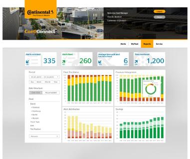 Das Online-Portal von ContiConnect stellt Berichte zur Performance der Reifen und zur Gesamteffizienz der Flotte bereit