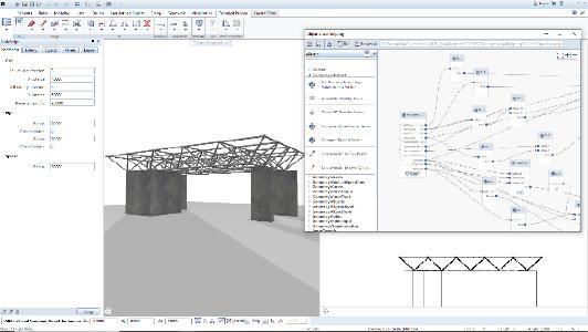 In Allplan 2019-1 steht die Funktion des Visual Scriptings (VS) als Technical Preview zur Verfügung. Mithilfe der VS-Technologie wird die "Designlogik" grafisch dargestellt, so dass komplexe Aufgaben leicht verständlich werden / Bild: ALLPLAN GmbH