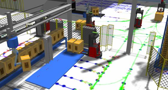 Mit dem von EK Automation erstellten 3D-Modell lassen sich verschiedene Transportstrategien simulieren