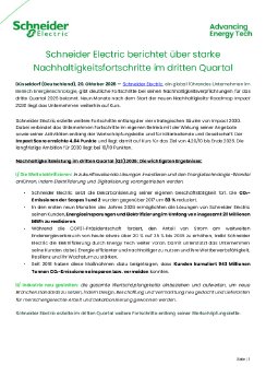 Schneider Electric berichtet über starke Nachhaltigkeitsfortschritte im dritten Quartal