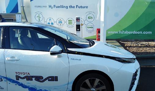 Ein mit Wasserstoff angetriebener Toyota Mirai