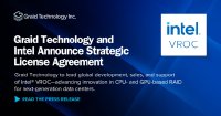 Graid Technology gibt strategisches Lizenzabkommen mit Intel Corporation zur Beschleunigung von RAID-Innovation bekannt Graid Technology gibt strategisches Lizenzabkommen mit Intel Corporation zur Beschleunigung von RAID-Innovation bekannt