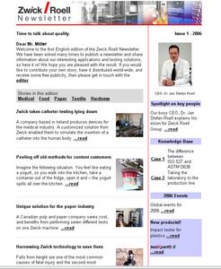 Zwick's Online-Newsletter ist published 3-4 times per year