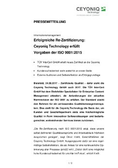17-08-24 PM Erfolgreiche Re-Zertifizierung - Die Ceyoniq Technology erfüllt Vorgaben der ISO 900.pdf