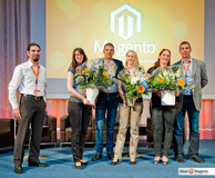 Magento European Marketing Team (v.l. Thomas Fleck, Alice Patzer, Magento Vice President & GM of EMEA Michel Goossens, Annemarie Tappert, Andrea Panajotowa) und Magento President Bob Schwartz Magento European Marketing Team (v.l. Thomas Fleck, Alice Patzer, Magento Vice President & GM of EMEA Michel Goossens, Annemarie Tappert, Andrea Panajotowa) und Magento President Bob Schwartz