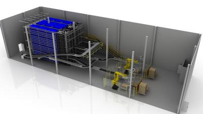 Typische Kartonagen in der Protein-Industrie in einem Dematic Fördersystem. (Foto: Dematic)