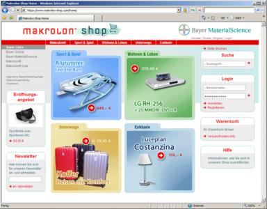 Screenshot Makrolon Online-Shop