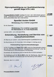 Mehr als nur Deko für die Besprechungsräume: Eignungsbestätigung zur Qualitätssicherung gemäß Regel KTA 1401.