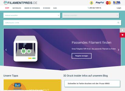 Auf Filamentpreis.de gibt es einen gut bestückten Filament-Shop und Informationen zum Thema 3D-Druck