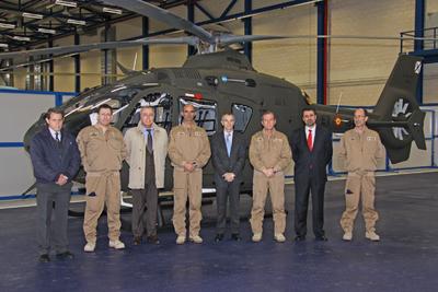 Alfonso Fernández, Director Training Center Airbus Helicopters España, Teniente Coronel Guardado, l MADOC in the CEFAMET, José Mª Laseca, Programs Director Airbus Helicopters España, Coronel Yraizoz, Head of CEFAMET, Francisco Vergé, CEO Airbus Helicopters España, General de Brigada Javier Sancho Xifre, Head of FAMET, José María Rubio, Head of Communication and Political Relations Airbus Helicopters España, Teniente Coronel Puerto, Head of Studies CEFAMET