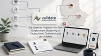 Validato: Führende Plattform für Pre-Employment Screening in Deutschland, Österreich und der Schweiz. Validato etabliert sich in Europa als Spezialist für DSGVO-konformes Human Risk Management – mit ISO 27001 Screening, Background Checks und digitaler Candidate Journey für Unternehmen in der DACH-Region.