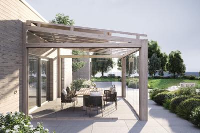 Le système de toit de terrasse heroal OR se distingue par son design intemporel, ses portées impressionnantes et ses nombreuses possibilités de combinaison / © heroal