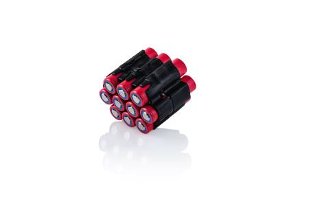 Gut geschützt, wenig Platzbedarf: Bei dem Zellhalter für die E-Bike Powertube ist jede Batterie in einer stoßunempfindlichen Hülle einzeln verpackt