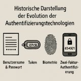 Historische Darstellung der Evolution der Authentifizierungstechnologien.