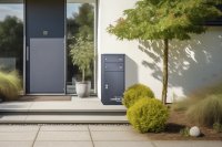 Die KNOBOX mit zwei Briefkästen, der Paketkasten wird von beiden Parteien gemeinsam genutzt