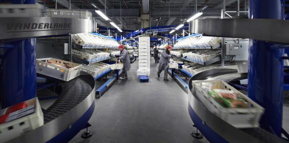 Kommissionierung aus dem Durchlaufregal bei Edeka Südwest Fleisch