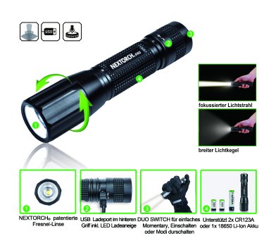 Fokus-LED-Taschenlampe mit Micro-USB wasserdicht  Nextorch PA5 EAN 6945064200123 (3).jpg