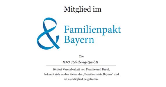 Familienpakt Mitgliedsurkunde HFO Holding GmbH