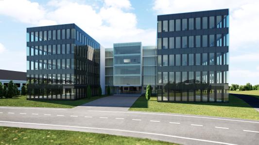 Mit dem fünfstöckigen Neubau setzt SSI Schäfer ein Zeichen für die Zukunft