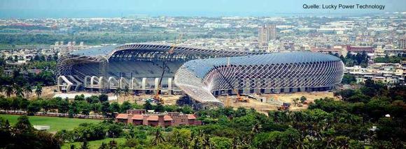 Montage PV-Module World Games 2009 Stadion