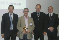 Preisübergabe Microsoft Schweiz, v.l.C.Wohlgensinger, H.Schiess, K.H.Andersen, H.Wentsch