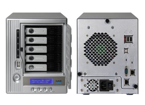 NASdeluxe NDL-2500T iSCSI NAS DAS Vorder- und Rueckseite.jpg
