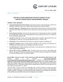 [PDF] Press Release: Century Lithium Announces Positive Feasibility Study for the Clayton Valley Lithium Project, Nevada