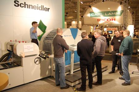 Lively discussions on the successful UV offset machine Genius 52UV at the Print 2009 in Stockholm, Sweden